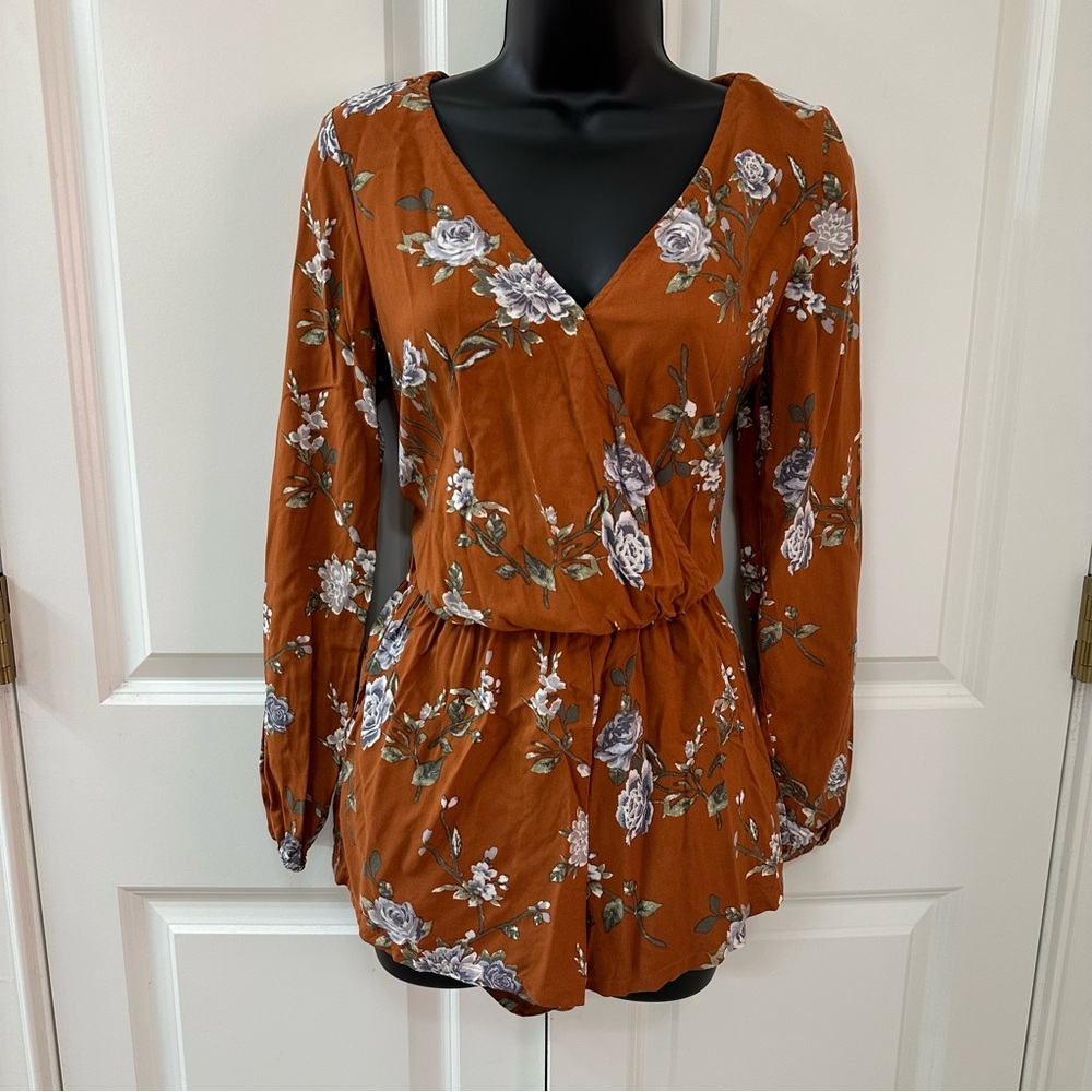 Burnt Orange Floral Romper